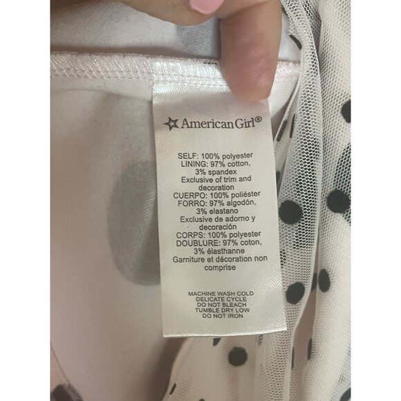 American Girl Dress Sz 6 Party Tulle Bow Ruffle Polka Dots Pink Wedding Princess - Picture 4 of 5